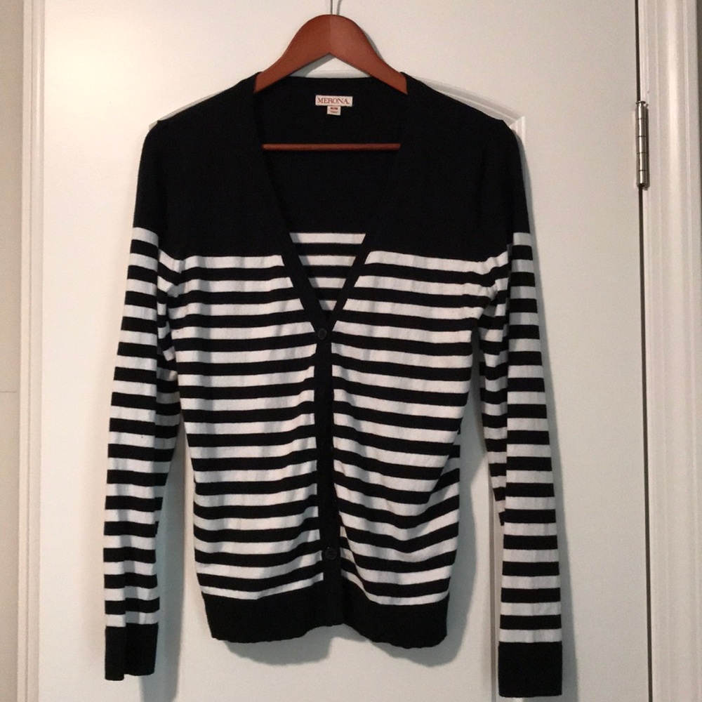 Navy and White stripped button up cardigan!